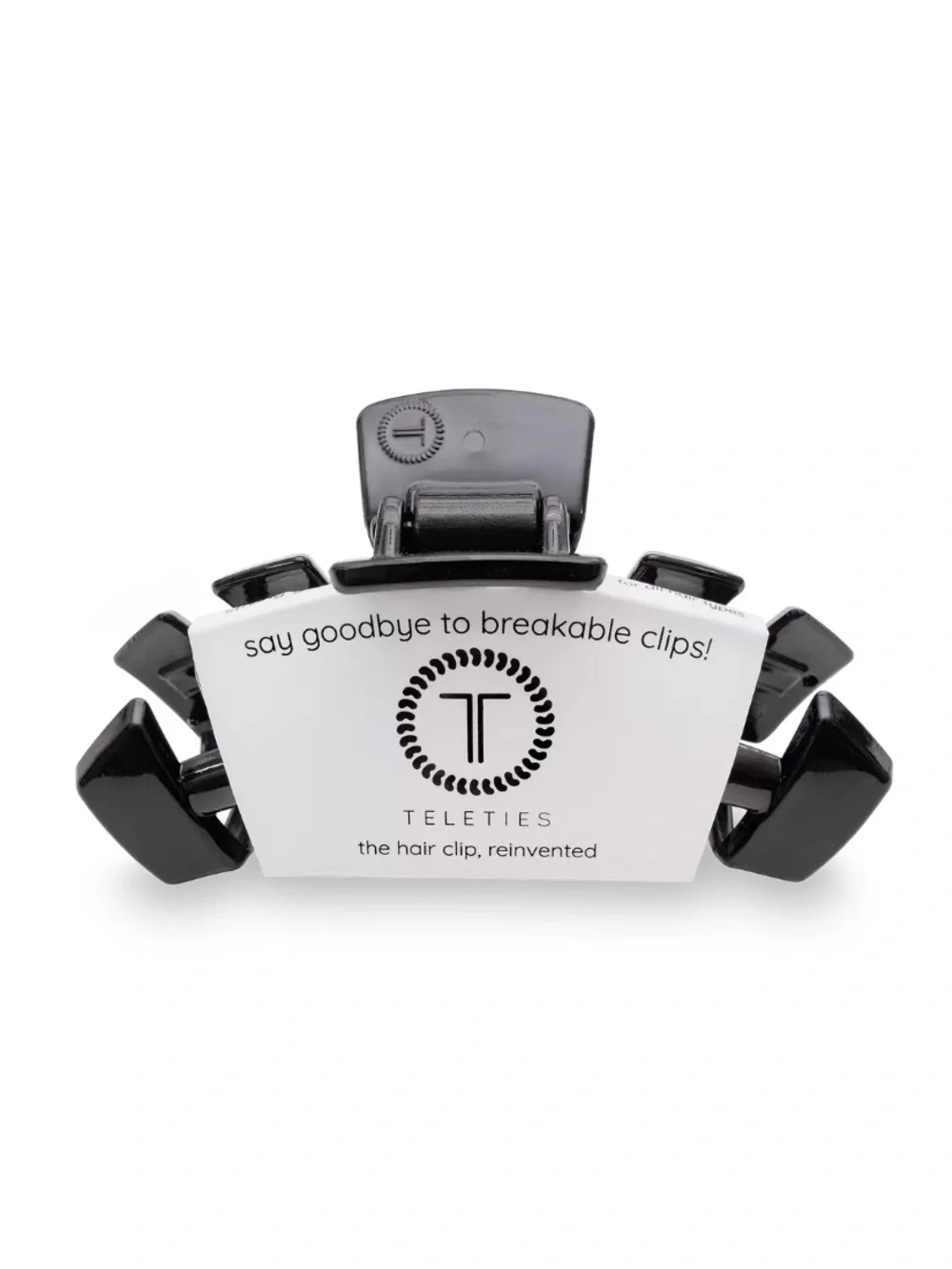 TELETIES Medium Black Claw Clip Bendable Strong Hold Hair Clip Chic Everyday
